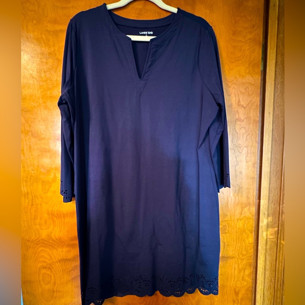 Lands' End Navy Blue Bathing Suit Cover-up Dress